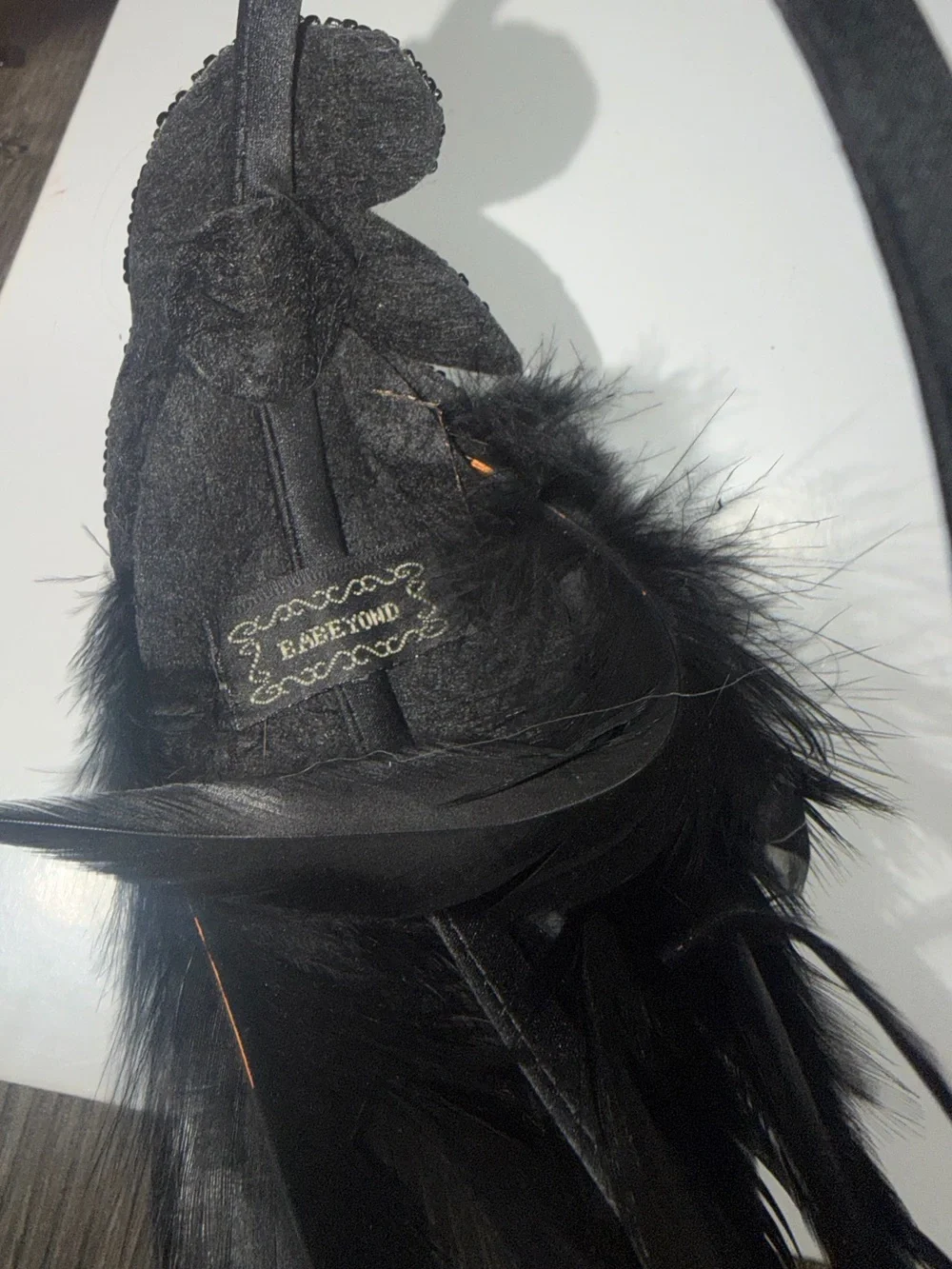 Babeyond Black Crystal Feather Headband